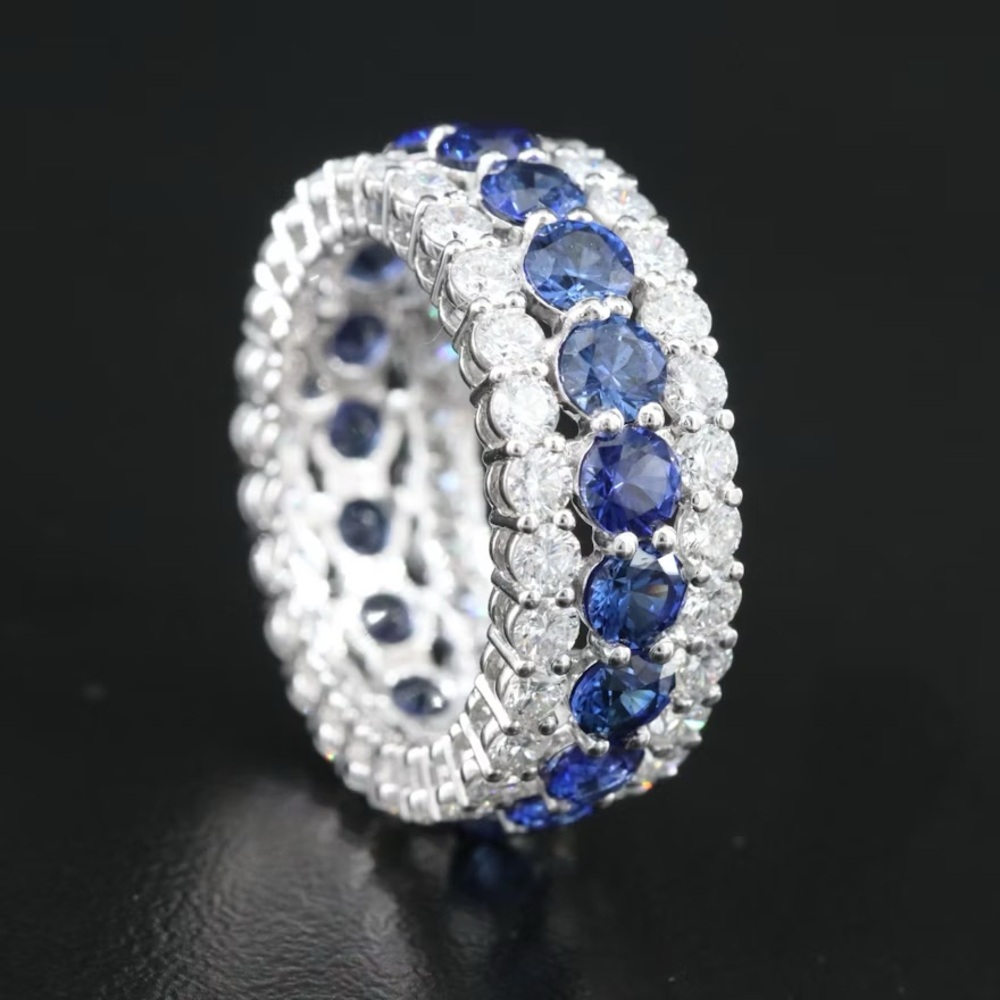 14K 4.40 CTW Sapphire and 2.29 CTW Lab Grown Diamond Eternity Band